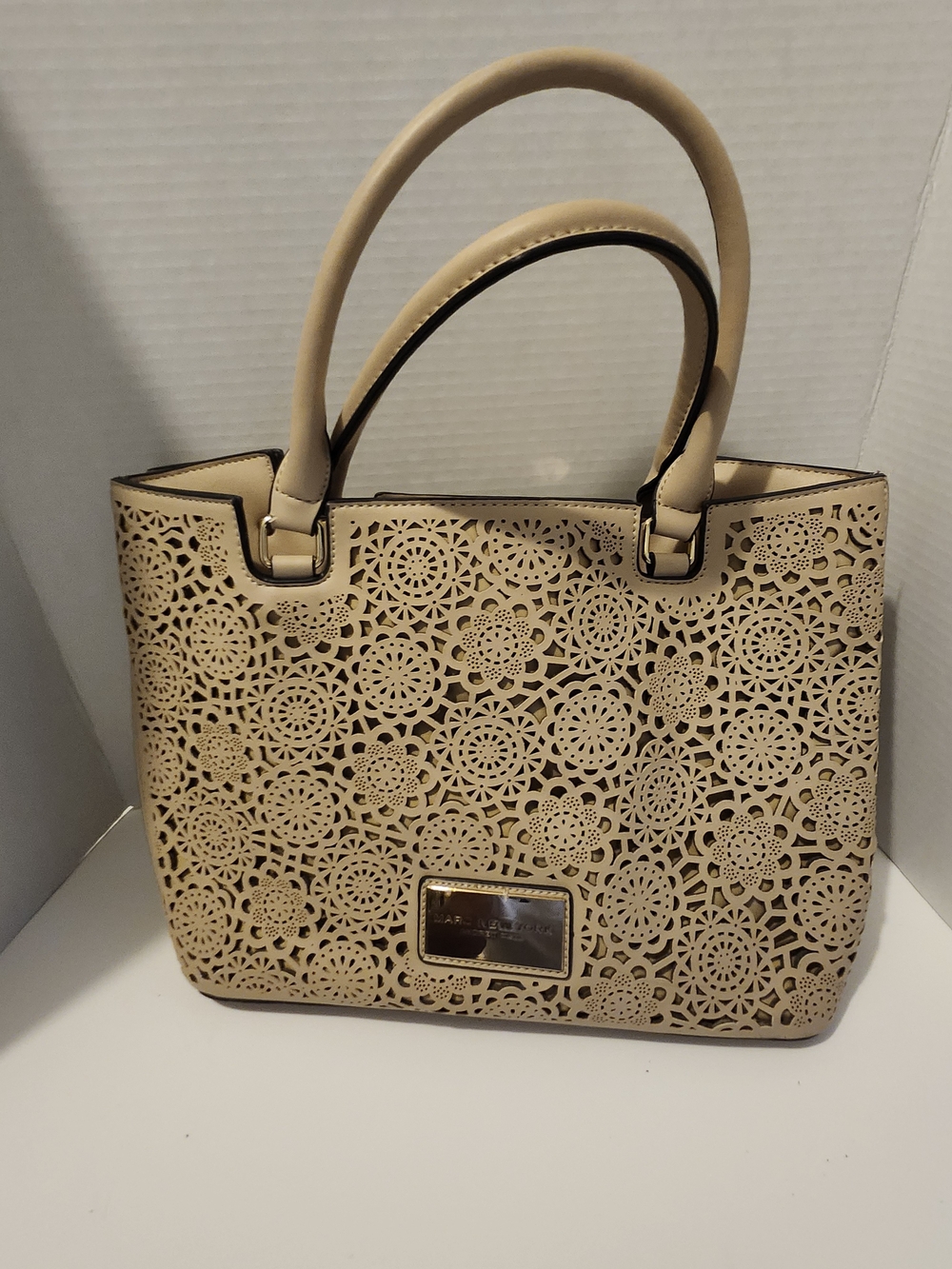 Beige Laser-Cut Floral Tote Bag - Women